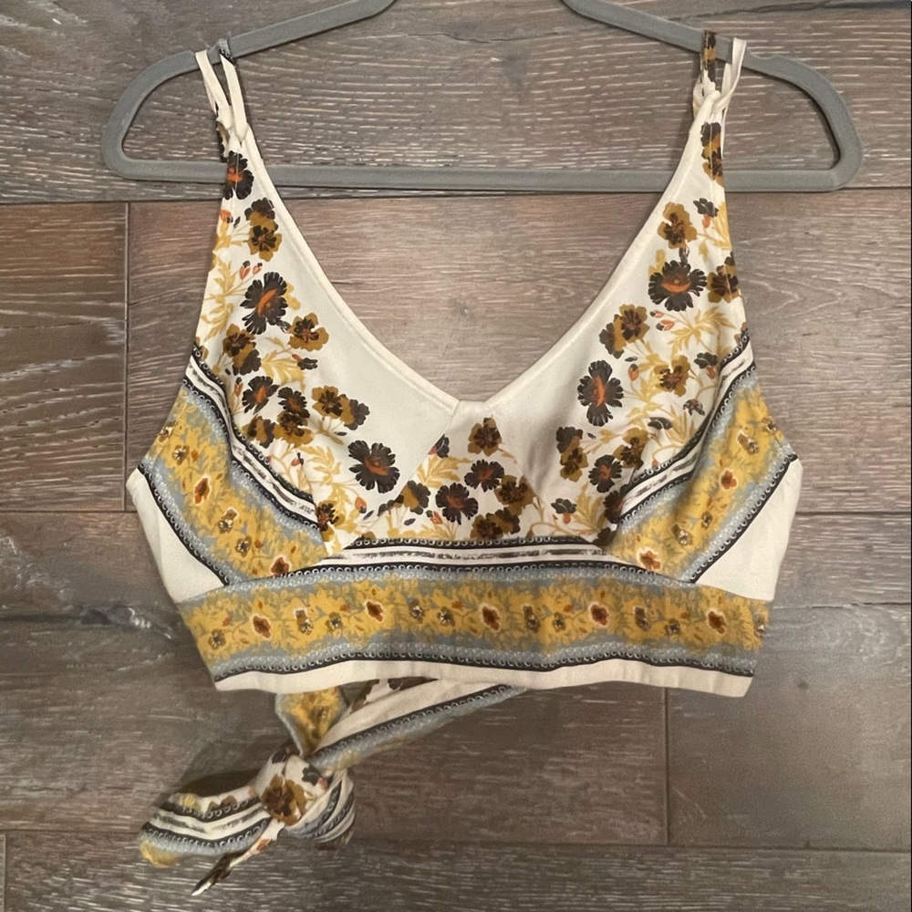 Free People Silk Tie Back Top